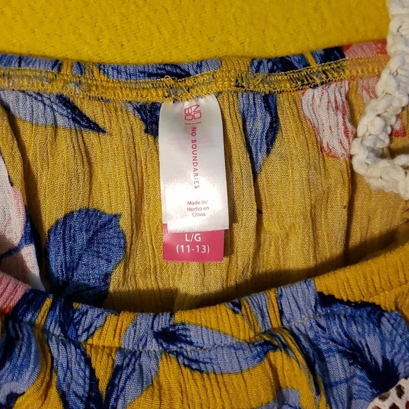 No Boundaries - Tropical Print Yellow Off-The-Shoulder Maxi Dress w/ Slit - Picture 11 of 12